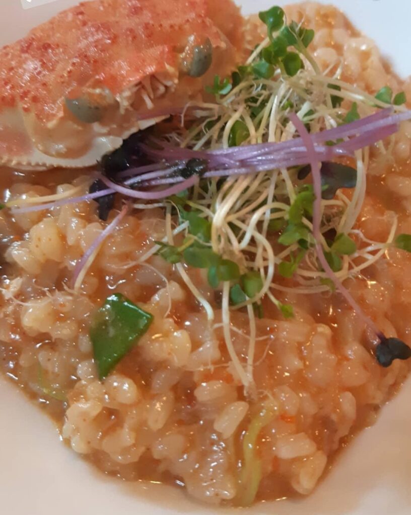 cocoon crab risotto